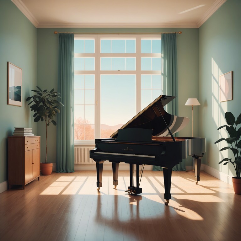 This serene musical piece uses soft piano melodies to draw listeners into a state of peace and contemplation, perfectly suitable for unwinding or gentle background music at home or in a quiet setting.