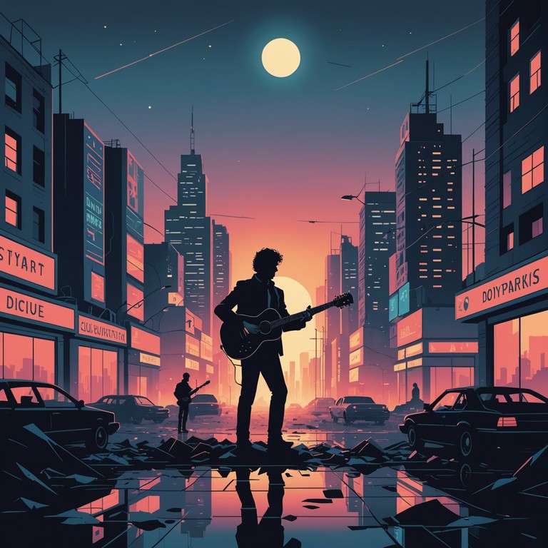 Imagine a world where cyberpunk rebellion meshes seamlessly with the deep vibrations of soul music, facilitated by the strains of an electric guitar under neon lights.