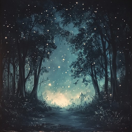 The listener is drawn into a mystical nocturnal forest as harp notes echo through the somber, ethereal air. Each pluck of the strings creates an otherworldly experience, blending magic and melancholy into an enchanting auditory journey.