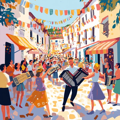 A vibrant and merry instrumental polka that evokes the atmosphere of a lively village festival, encouraging everyone to join in the dance and celebrate together.