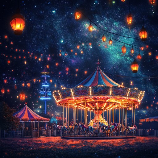 A mesmerizing journey through a whimsical carnival, filled with the twinkling of lights and the enchanting sounds of laughter and playful activities. The music captures the wonder and nostalgia of childhood, with delicate melodies that dance like fireflies in the night. Listeners can almost see the carousel spinning, the cotton candy clouds, and the distant hum of joyful celebration