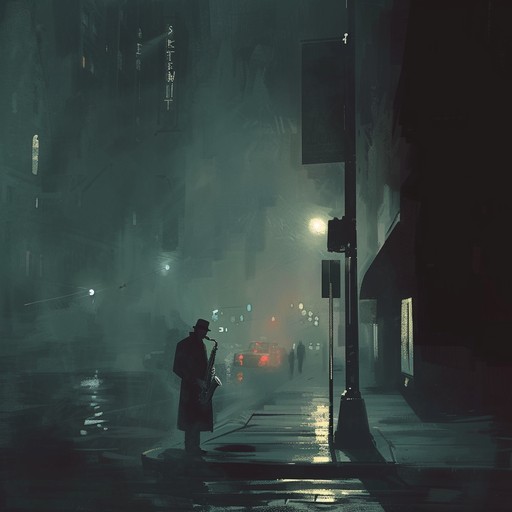 This instrumental piece features a haunting saxophone playing unsettling jazz melodies that bring to mind a deserted city at midnight. The music is both mesmerizing and unnerving, combining intricate jazz rhythms with dissonant harmonies and eerie soundscapes.