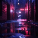 paints neon lit city with soothing, reflective cyberpunk soundscape