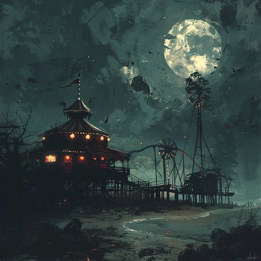 A ghostly calypso tune, featuring unnerving steel drum patterns and eerie melodic overlays, creating a suspenseful, haunting atmosphere perfect for horror themes.