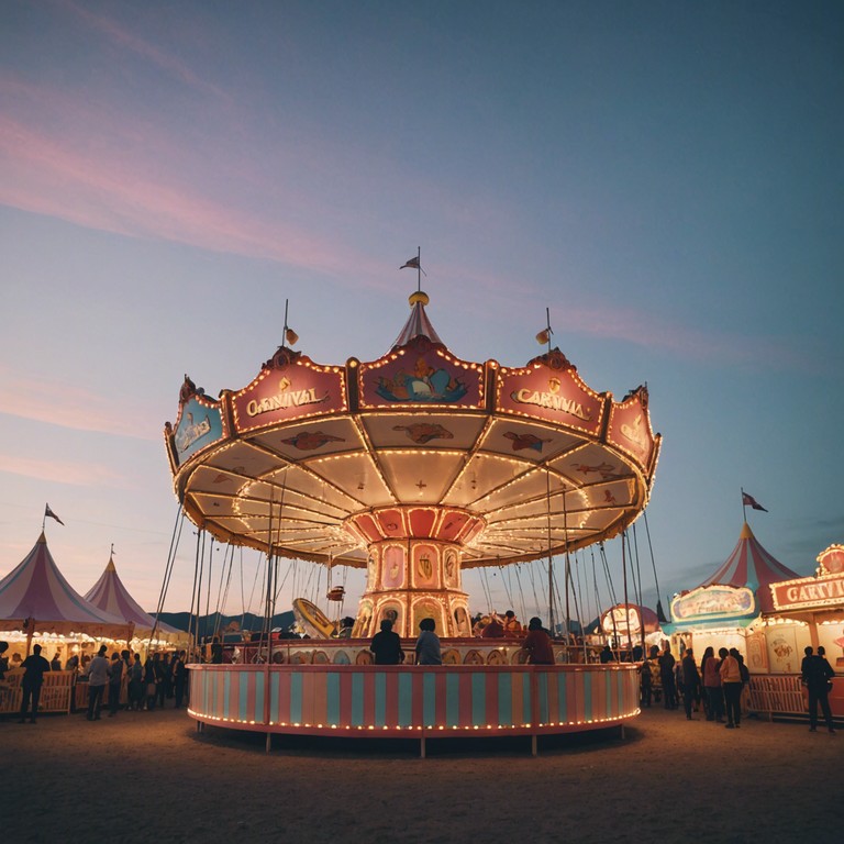 Evening whispers carnival brings forward a fusion of emotional depth and light hearted freshness as melodies softly wind their way through the lively sights and sounds of the carnival, weaving a connection between whimsical moments and serene reflection.