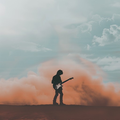 An intense instrumental blending metal guitar riffs with desert inspired rhythms, featuring heavy beats and exotic instrumentation to create a chaotic yet hypnotic atmosphere.