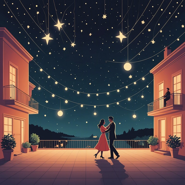 Imagine a grand ballroom under the stars, with dancers twirling in sync to the vibrant, uplifting melodies played by a solo accordion, emphasizing a sense of romance and celebration in every note.