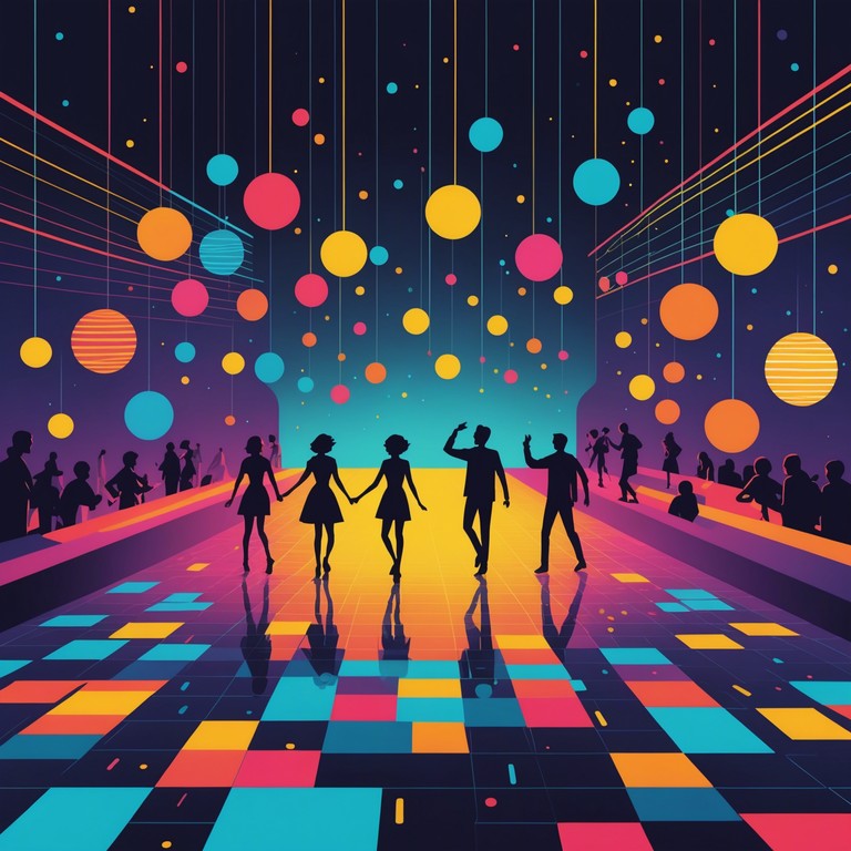 A pulsating electric bass line dominates the track, intertwined with soaring synths and the occasional retro funk guitar, making it a compelling piece for club scenes and nightlife ambiance.
