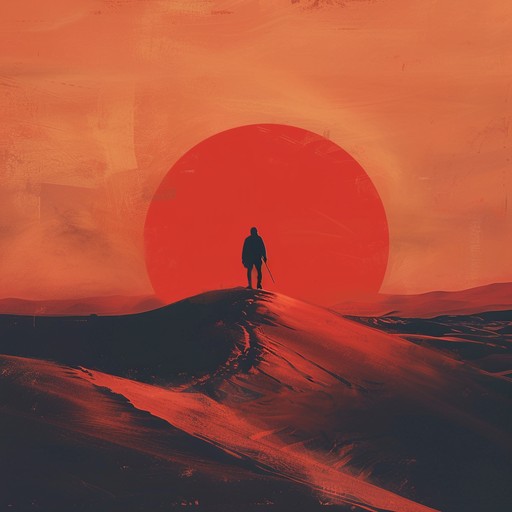 Dive into a meditative experience with ethereal soundscapes that blend acoustic and electric elements, capturing the serene and reflective essence of a desert sunset, offering tranquility and contemplation