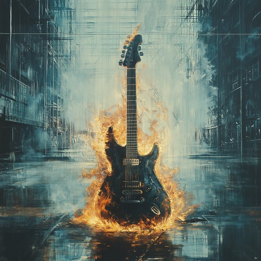 A high energy instrumental featuring heavy guitar riffs, pounding drums, and distorted electronic sounds, delivering an intense and powerful auditory experience that captures the essence of raw emotion.