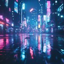 an instrumental cyberpunk track capturing serene futuristic night ambience