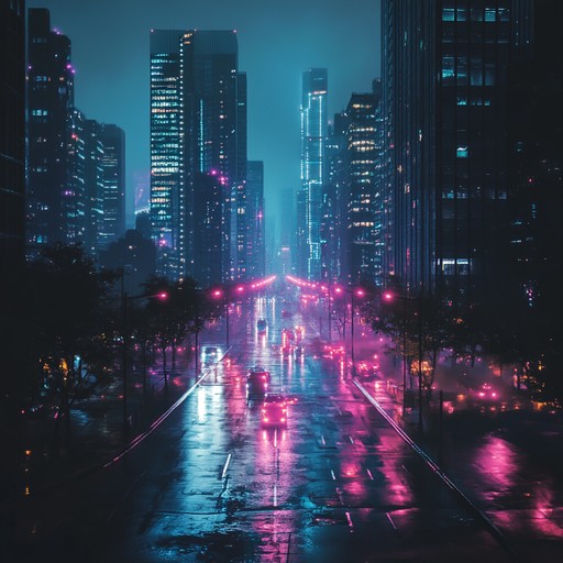 Enter a cybernetic haven where the soft glow of neon lights contrasts with the tranquil hum of ambient synths. This instrumental track fuses the serene aspects of ambience with the futuristic tones of cyber punk, creating an atmospheric but calming experience.