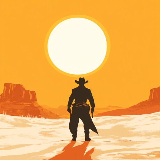 A powerful instrumental track capturing an intense western standoff scene, with a climactic buildup and dramatic resolution. The dominant guitar riffs embody the rugged spirit of cowboys, enhanced by percussive elements mimicking galloping horses and gunfire. Perfect for those seeking a thrilling, cinematic experience rooted in the old west.