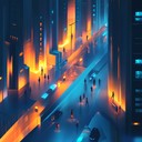 joyful cyberpunk beats capturing the city's vibrant heartbeat