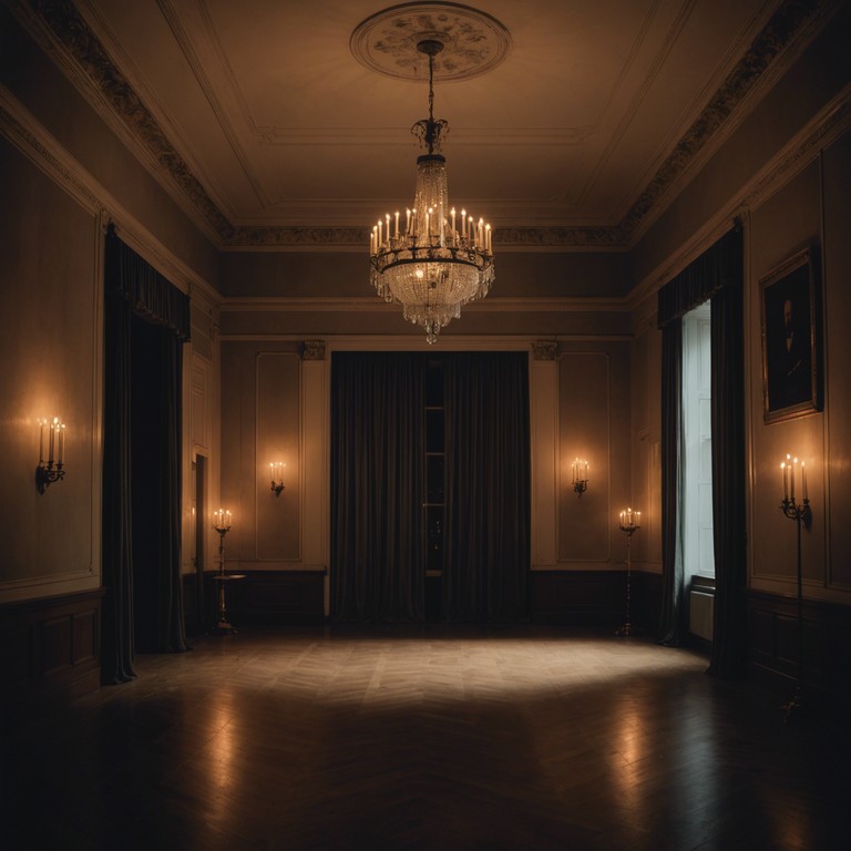 This composition captures the otherworldly echoes of a forgotten royal court, resonating with mysterious string harmonies that seem to whisper ancient secrets. The music steadily builds a haunted atmosphere, filling grand but deserted galleries with phantom presences felt through sound.