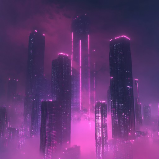 Experience a high energy instrumental journey through a futuristic metropolis, where pulsating synths and driving beats create a dramatic cyberpunk atmosphere.