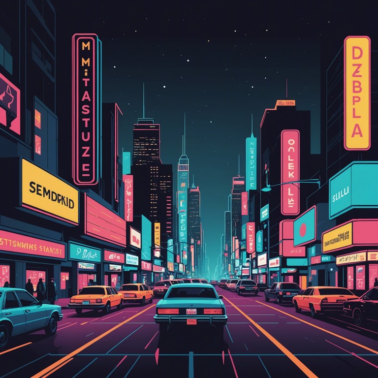 Imagine a vivid journey through a neon lit futuristic cityscape, where bold synthesizers capture the essence of a high speed chase through cyber styled streets. The music is vibrant and propulsive, conjuring images of gleaming skylines and digital dreams.