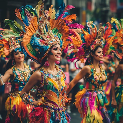 Experience the essence of a vibrant street parade under the summer sun with lively brass sections and pulsating drum rhythms. This instrumental track will transport you to the heart of a colorful carnival, capturing the joyful and celebratory atmosphere in every note.