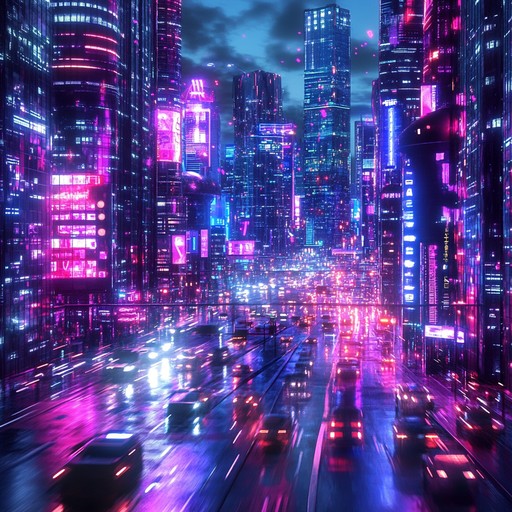 This track immerses listeners in a powerful synthwave odyssey through a neon lit cyber cityscape. Pulsating synths and driving rhythms propel the listener through a world of vibrant colors and high energy futuristic landscapes. With relentless energy and a catchy electronic groove, it’s designed to captivate and invigorate.