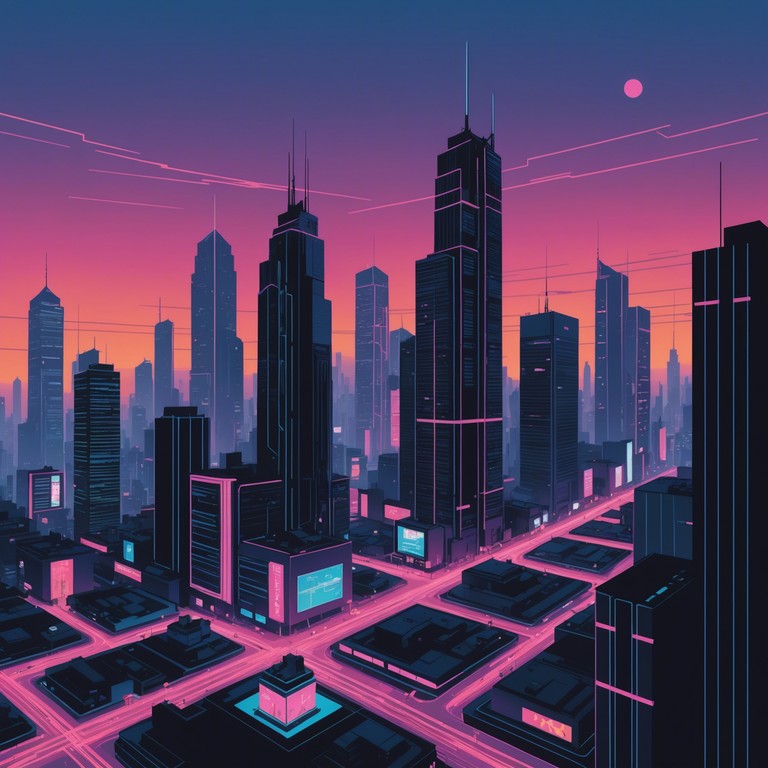 This track is a serene journey through a bustling cyber punk cityscape, where digital pulses blend with soft soothing harmonies creating a reflective mood under the neon lights. The music is both an escape and an embrace of this vividly futuristic setting.