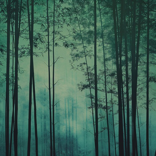 Gentle bamboo flute melodies intertwine with ambient synth pads, creating a meditative atmosphere reminiscent of a serene twilight in an ancient forest. The natural and electronic elements blend seamlessly, transporting the listener to a tranquil and reflective state.