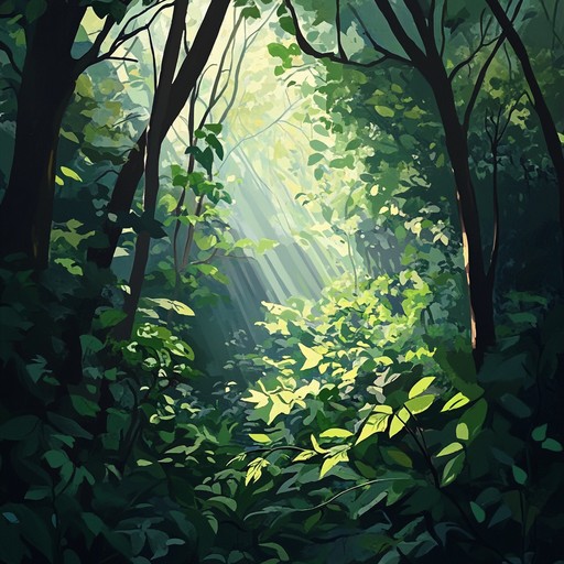 This track combines the calming sounds of the forest with gentle musical undertones to create a soothing, immersive experience. Birds chirping, leaves rustling, and distant water streams form a natural symphony, enriched by subtle musical elements played on the harp, creating a serene and meditative atmosphere. The piece aims to transport listeners to a tranquil forest, allowing them to feel the peace and purity of nature through sound.