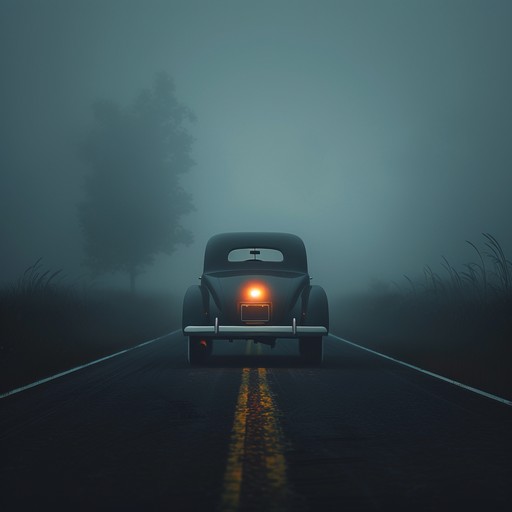 Imagine a track weaving the nostalgic tones of a bygone era with an undercurrent of mystery and suspense. This instrumental evokes a sense of eerie time travel, with a tense yet nostalgic soundtrack guiding a night journey through a foggy, ill lit landscape.