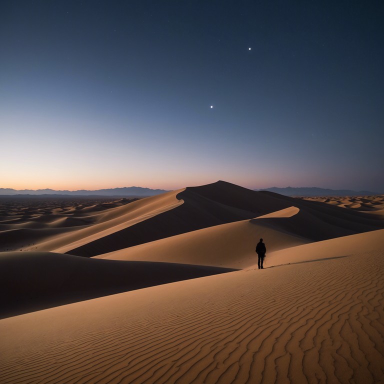 An enchanting solo flute piece that transports listeners across a dusk laden sahara, integrating the haunting tones of the traditional ney flute to echo the vast, serene emptiness and mystery of the desert landscape