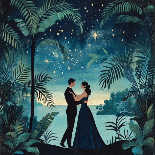 An instrumental mambo celebrating the tender embrace of lovers under moonlight, featuring gentle brass and soft rhythms, creating a warm, serene atmosphere.