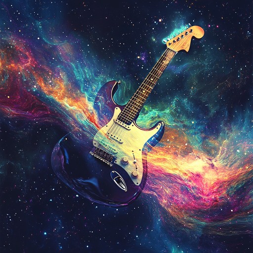 An upbeat instrumental featuring driving electric guitar riffs, swirling synth textures, and pulsating rhythms that create a hypnotic and cosmic psychedelic rock experience.