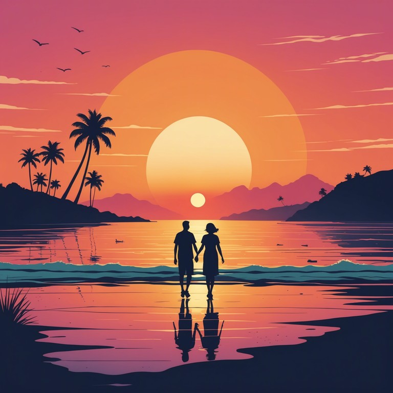 Imagine a song that captures the essence of a perfect tropical sunset, where energetic beats blend seamlessly with the calming sounds of nature, creating an uplifting and joyful auditory experience ideal for summer evenings.