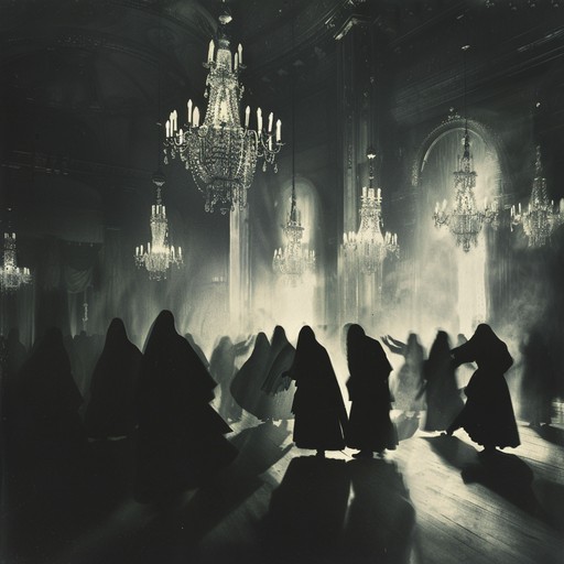 An enthralling gothic track mingling dark organ harmonies with dynamic drum patterns, creating an ambience fit for an otherworldly celebration, capturing the essence of an eerie yet joyful midnight masque.