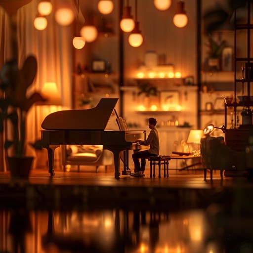 An intimate composition featuring smooth piano and gentle strings, perfect for creating a calming and relaxed atmosphere reminiscent of romantic nights in a classic lounge.