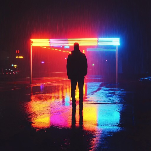 A lush, slow instrumental synthwave track with deep, resonant synth tones, layers of reverb, and subtle arpeggios, conveying a profound sense of nostalgia and sorrow. The track builds slowly with gentle pulsations and atmospheric pads, painting an emotional journey through neon lit cities of the past.