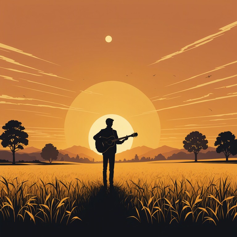 This track features the soothing sound of a single acoustic guitar that encapsulates the essence of american landscapes. It transports the listener to a serene evening under a vast starlit sky, where each note resonates with the quiet peace of rural life