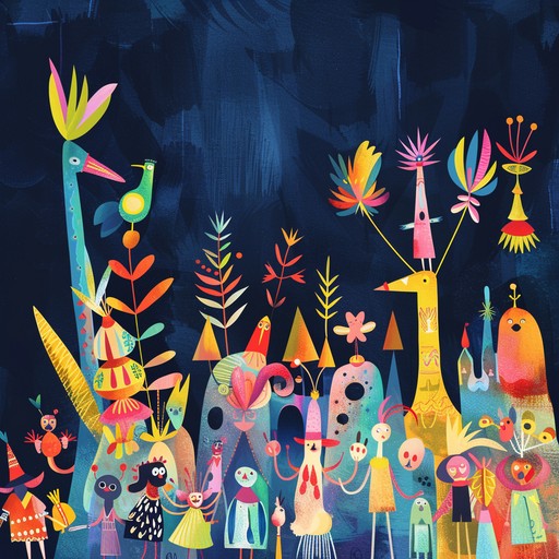 Experience a playful and fantastical parade through a surreal circus landscape, with whimsical melodies and lively rhythms that evoke the magic of childhood dreams. This instrumental piece transports the listener to a vibrant world filled with colorful characters and unexpected moments, creating an enchanting and lively atmosphere.