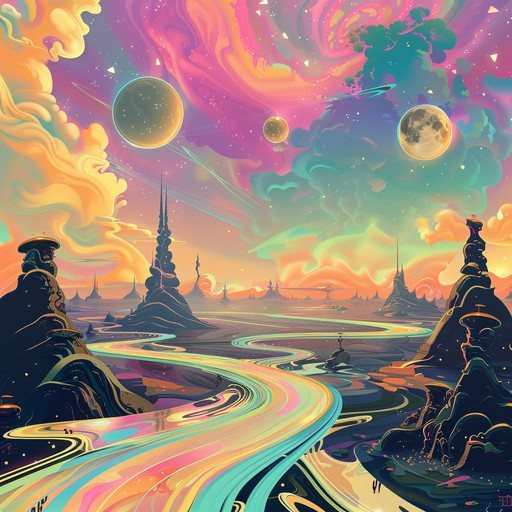 Picture an interstellar exploration of cosmic realms, where vintage psychedelic rock meets futuristic synths. The swirling guitars and lush soundscapes create dreamy, otherworldly atmospheres that transport listeners to another dimension of trippy visions.