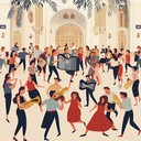 energetic brass and accordion creating uplifting, lively atmosphere