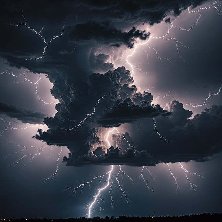 A musical interpretation of a thunderstorm's life cycle, conveyed through the compelling sound of progressive rock, leading the listener from the calm before the storm to its powerful resolution.