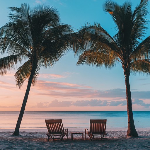 Picture a picturesque beachside at sunset, where the sky transitions from vibrant orange to deep purple hues. The soft, soothing reggaeton beats play in the background, creating a serene ambiance perfect for unwinding. With the gentle sound of waves and smooth steelpan melodies, it captures the essence of a peaceful tropical evening.