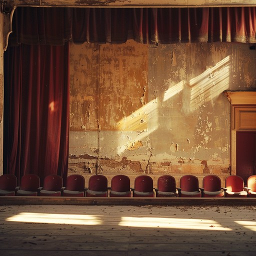 Imagine an old, abandoned theater where the echoes of past performances linger in the air. This instrumental track blends vintage cabaret melodies with unsettling, ghostly undertones, creating an atmosphere of eerie nostalgia and surreal dread. The main instrument, the accordion, weaves through this haunting composition, evoking images of forgotten performers. This is the soundtrack for a nightmarish vaudeville show that never ends.