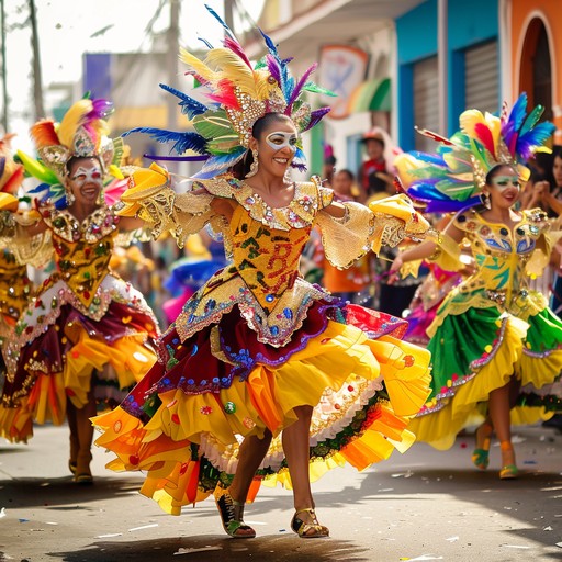 A vibrant instrumental blending samba, reggae, and caribbean beats brings a festive atmosphere that makes listeners want to dance. Lively percussion, energetic brass, and playful string melodies intertwine to create an eclectic auditory carnival.