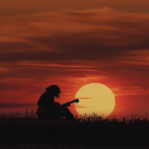 A gentle guitar melody intertwines with ambient soundscapes, evoking a tranquil yet melancholic atmosphere reminiscent of a setting sun. The soothing and reflective tone creates a cozy space for introspection, perfect for unwinding or deep contemplation.