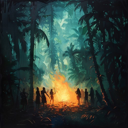 Dive into an enigmatic soundscape full of haunting percussive rhythms, echoing chants, and shadowy melodies. This track evokes a sense of ancient rituals and untold stories from deep within the jungle, blending various world instruments to create an unsettling yet mesmerizing vibe.