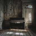 sparse and haunting piano evoking abandoned house's loneliness.