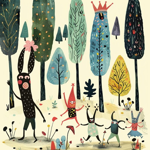 A lively and whimsical instrumental track featuring the playful stomping of forest creatures. The lighthearted atmosphere is painted with rhythmic footfalls, complemented by hints of nature sounds and melodic interludes. Perfect for adding a touch of enchantment and joy to any scene.