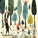 whimsical forest creatures stomp in happy rhythm