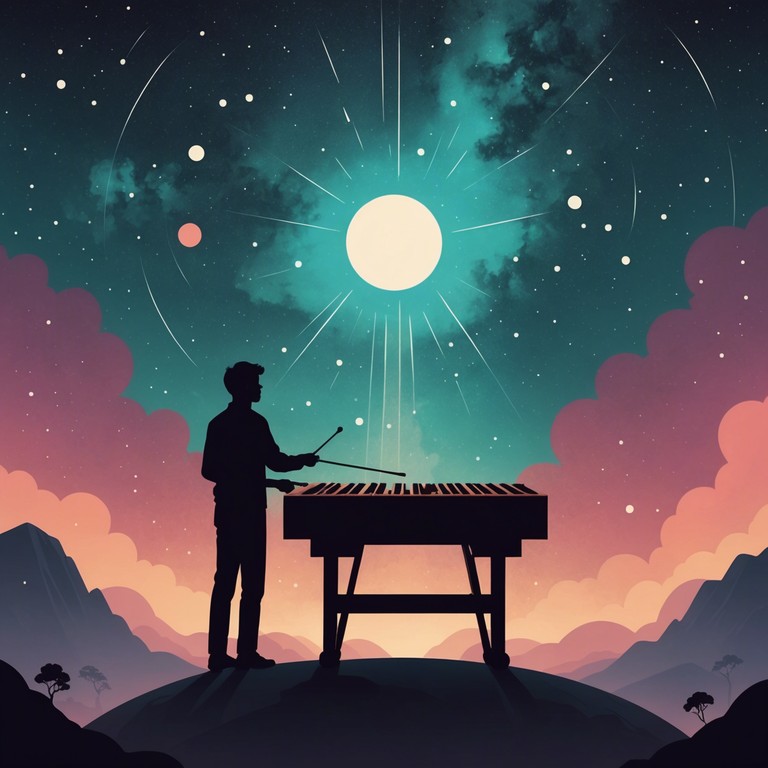 A composition that captures the feeling of being the only sentient being in a vast, unending universe, with each note from the marimba resonating into the darkness, complemented by faint, otherworldly synth textures.
