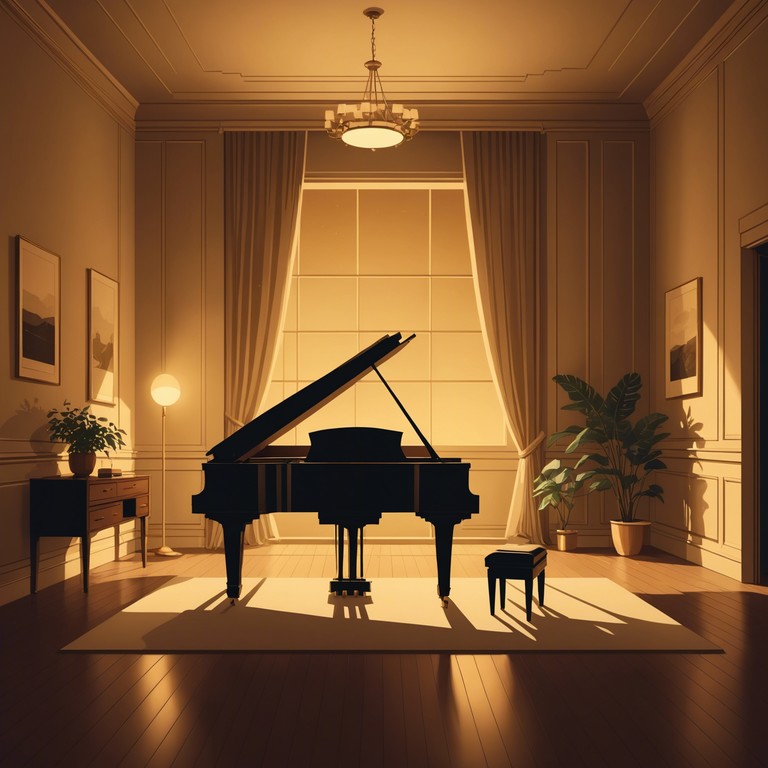 This piece features a gentle piano melody, weaving through the soundscapes of a late evening lounge setting, evoking a sense of nostalgia and warmth in the quiet moments of the night