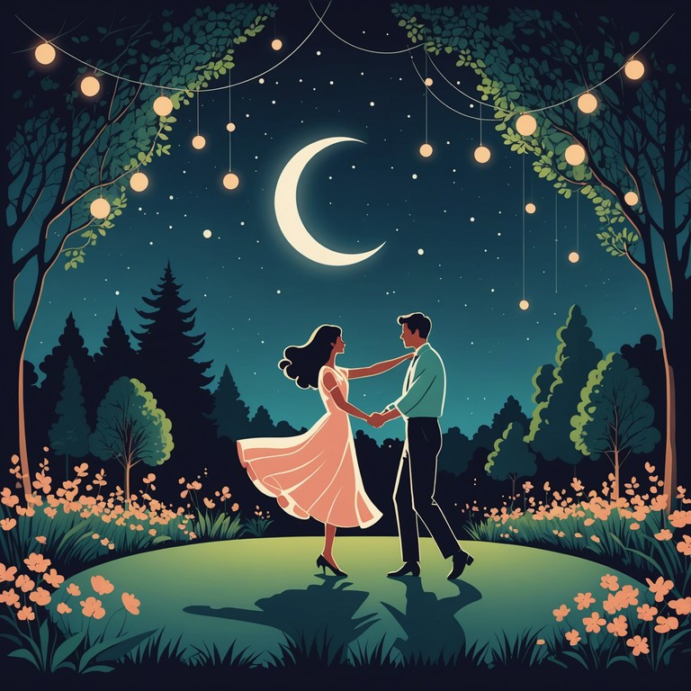 This track features a sweeping melody that captures the essence of a starlit romantic evening. It incorporates delicate string movements, creating an atmosphere of intimacy and heartfelt emotion. The composition is structured to build gently, cultivating a sense of deep emotional connection between listeners, symbolizing two hearts dancing under the vast, starry sky.